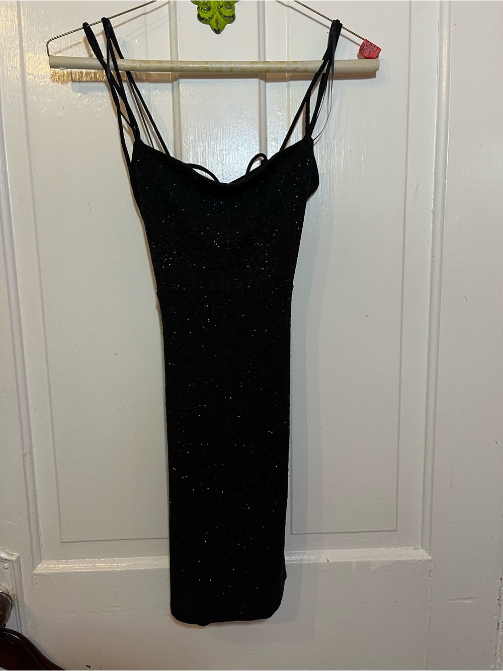 Ladies Windsor black glitter bodycon minidress thin multistrap detailing Small